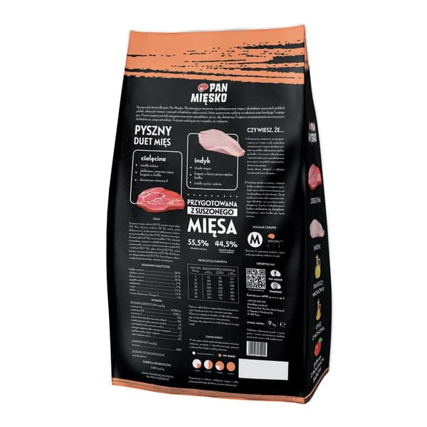 PAN MĘSKO Vasikanliha kalkkunalla M - kuiva koiranruoka - 9 kg