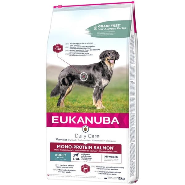 EUKANUBA Daily Care Adult Mono Protein Salmon - kuiva koiranruoka - 12 kg