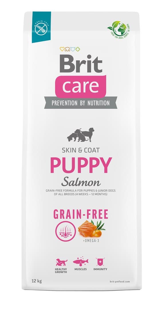 Kuivaruoka kaikenrotuisille pennuille ja nuorille koirille (4 viikkoa - 12 kuukautta). Brit Care Dog Grain-Free Puppy Salmon 12 kg
