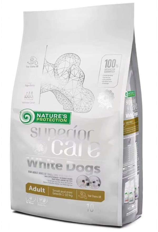 NATURE'S PROTECTION Superior Care White Dogs Spannmålsfritt vuxet litet lamm - torrfoder för hundar - 10 kg