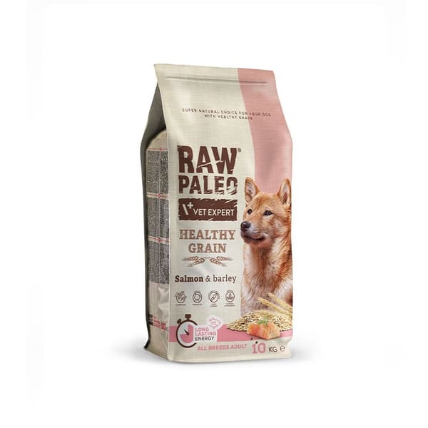 VET EXPERT Raw Paleo Sundt Korn Adult Laks og Byg - tørfoder til hunde - 10 kg