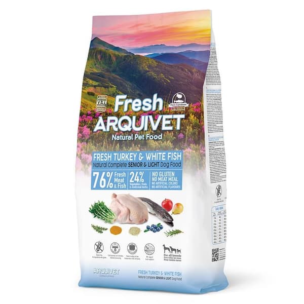 ARQUIVET Fresh Senior & Light Turkey and Fish - puolikostea koiranruoka - 10 kg