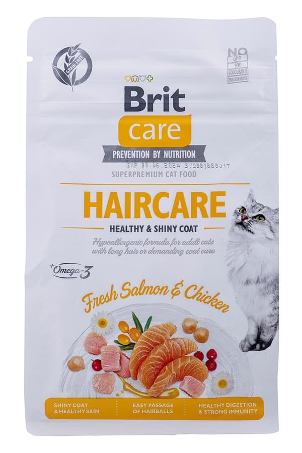 BRIT Care Spannmålsfri hårvård Hälsosam och glänsande päls - torrfoder för katter - 400 g