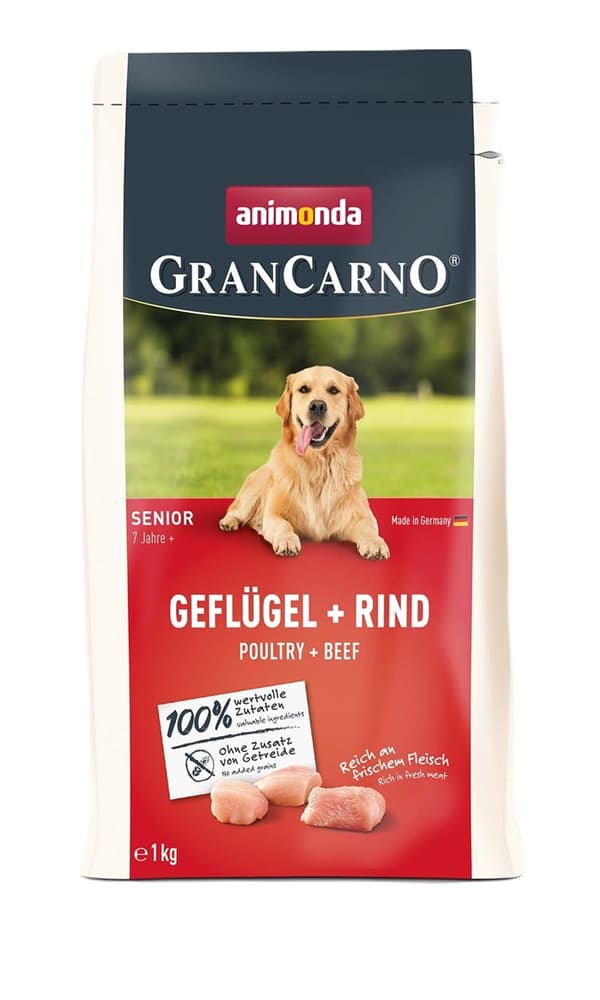 ANIMONDA GranCarno Senior Fjäderfä med nötkött - torrfoder för hundar - 1 kg