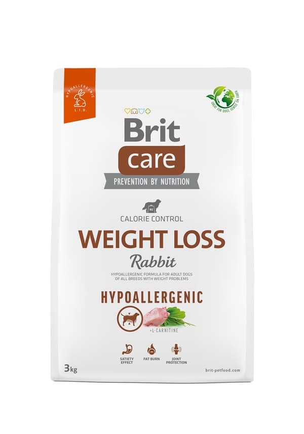 BRIT Care Hypoallergenic Adult Weight Loss Rabbit - torrfoder för hundar - 3 kg