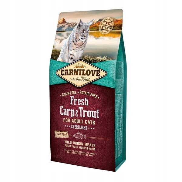 CARNILOVE Cat Steriliserad Färsk Karp och Öring - torrfoder för katter - 6 kg