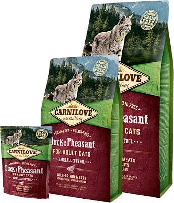 CARNILOVE Cat Hairball Control Ankka ja fasaani - kuiva kissanruoka - 400 g