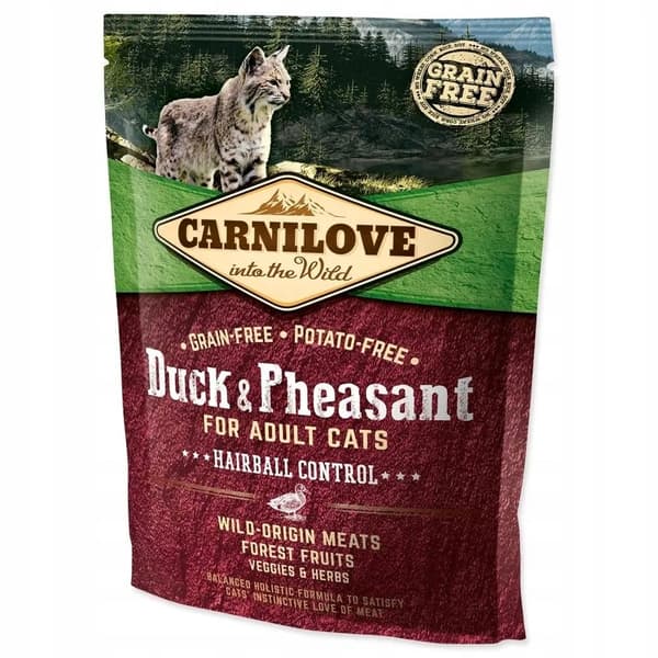 CARNILOVE Cat Hairball Control Ankka ja fasaani - kuiva kissanruoka - 400 g