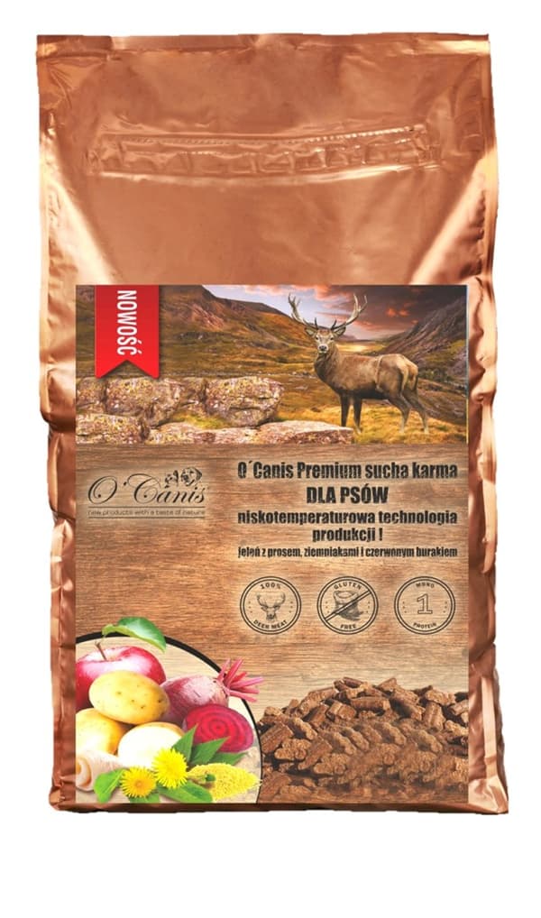 O'CANIS Hjort med hirs, potatis och rödbeta - torrfoder för hundar - 1,5 kg
