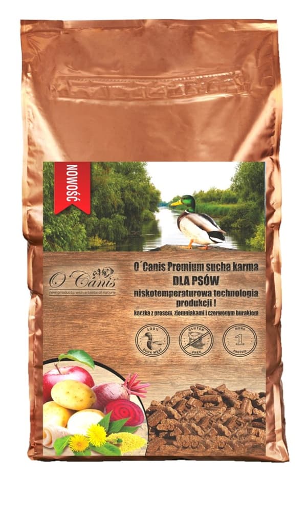 O'CANIS Anka med hirs, potatis och rödbeta - torrfoder för hundar - 1,5 kg