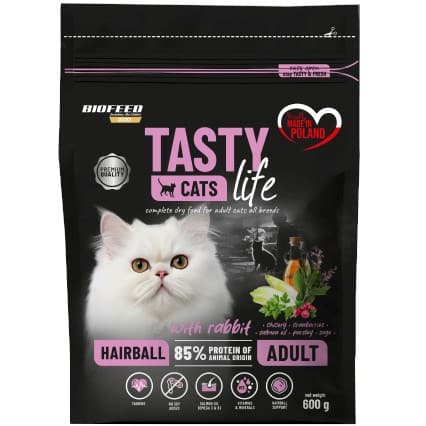 BIOFEED Tasty Cats Life Hairball Rabbit - torrfoder för katter - 600 g