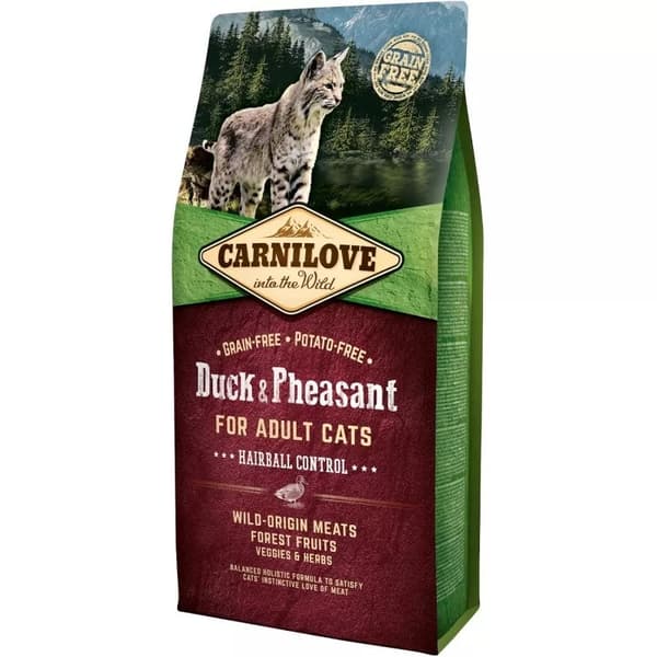 CARNILOVE Anka & Fasan Hårbollkontroll - torrfoder för katter - 6 kg