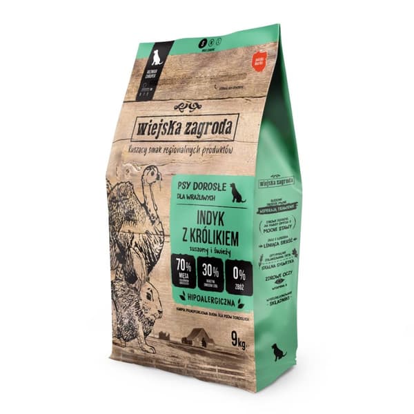 COUNTRY FARM Kalkun med Kanin S – tørfoder til hunde – 9 kg