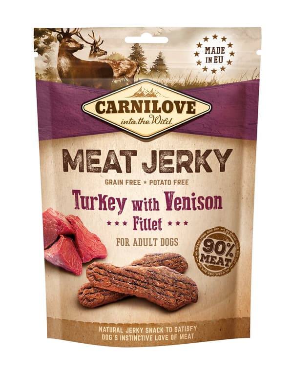 CARNILOVE Jerky kalkon med viltkött - hundgodis - 100 g