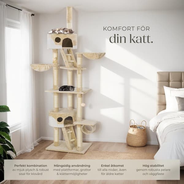 Klösträd katt, klösmöbel Hansi - beige/vit