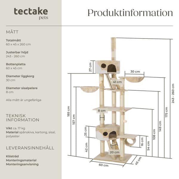 Klösträd katt, klösmöbel Hansi - beige/vit