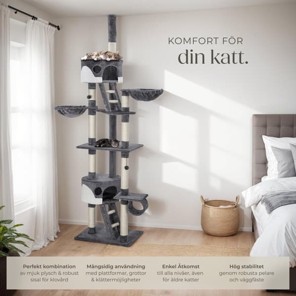 Klösträd katt, klösmöbel Hansi - grå/vit