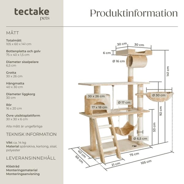 Katt klösträd, Martin - beige