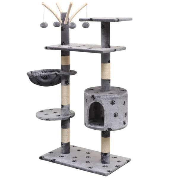 vidaXL Kloretre med sisal klorestang 125 cm poteavtrykk grå