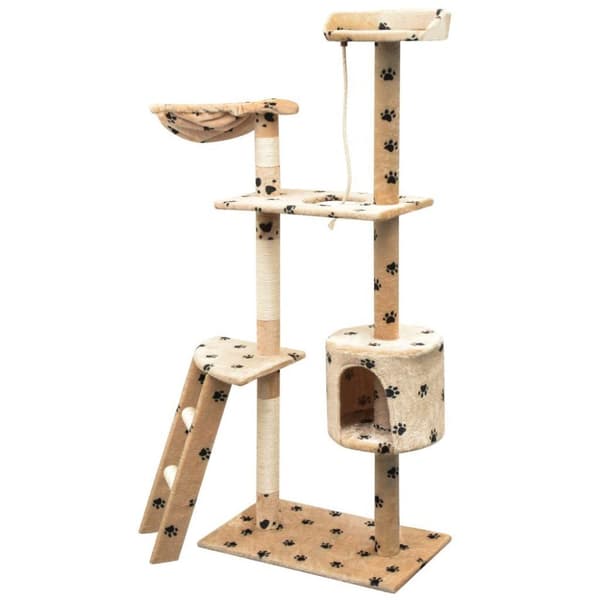 vidaXL Katt Klösträd med klöspelare i sisal 150 cm tassavtryck beige
