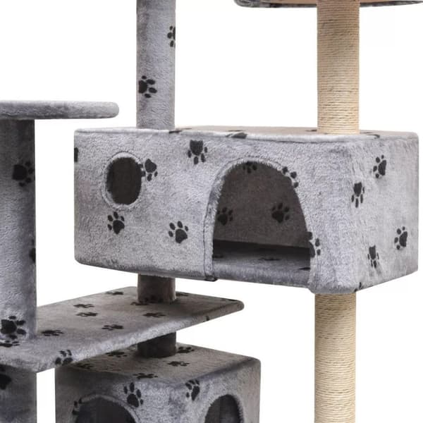vidaXL Katt Klösträd med klöspelare i sisal 125 cm tassavtryck grå