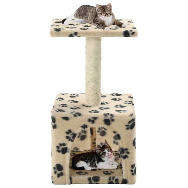 vidaXL Katt Klösträd med klöspelare i sisal 55 cm tassavtryck beige
