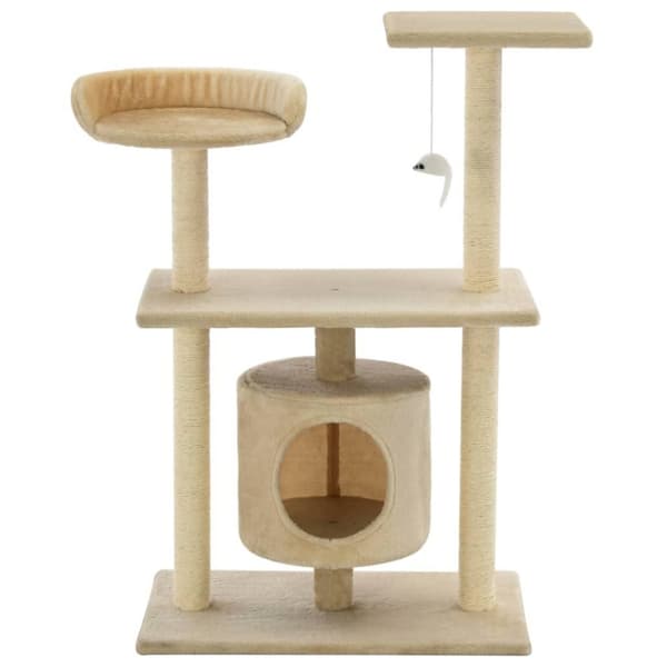 vidaXL Kattetre med klorestolper i sisal 95 cm beige