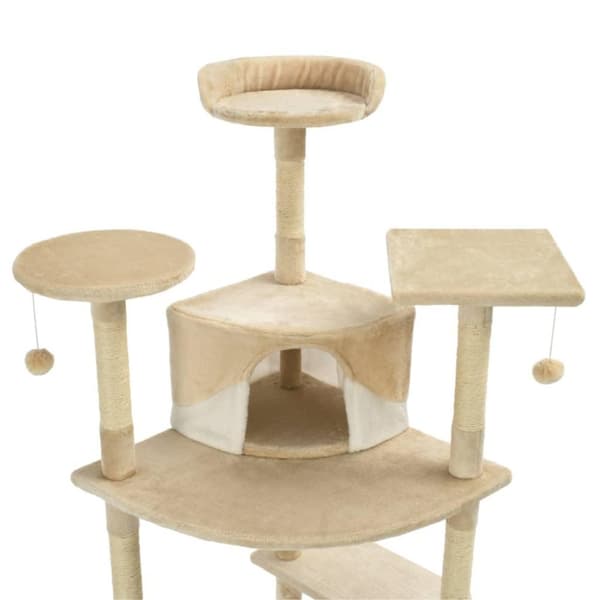 vidaXL Katt Klösträd med sisalpelare 203 cm beige och vit