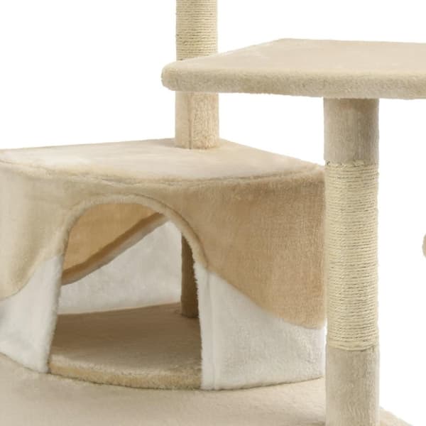 vidaXL Katt Klösträd med sisalpelare 203 cm beige och vit