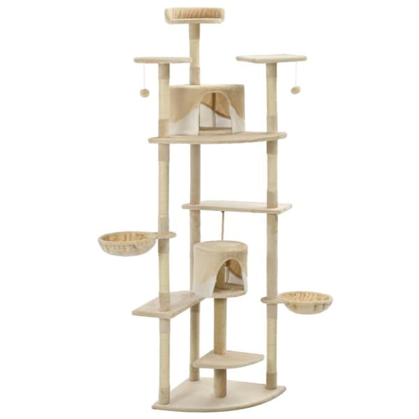 vidaXL Katt Klösträd med sisalpelare 203 cm beige och vit
