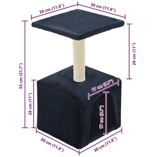 vidaXL kradsetræ til katte med sisal-kradsestolper 55 cm mørkeblå