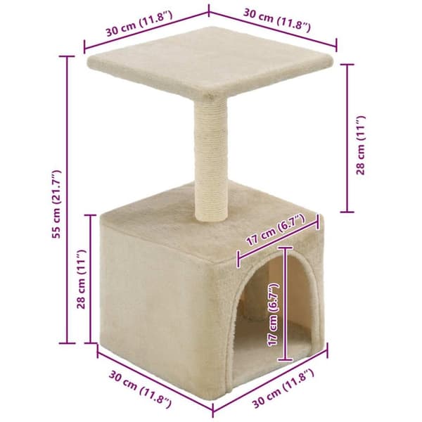 vidaXL kradsetræ til katte med sisal-kradsestolper 55 cm beige