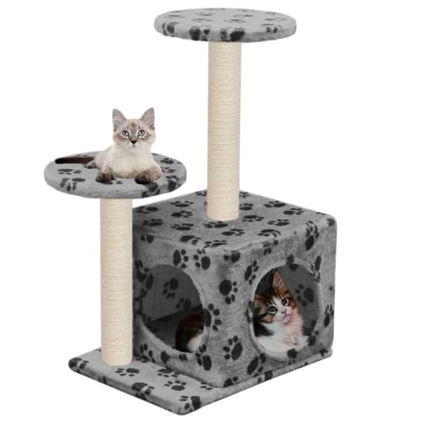 vidaXL Katt Klösträd med klöspelare i sisal 60 cm tassavtryck grå
