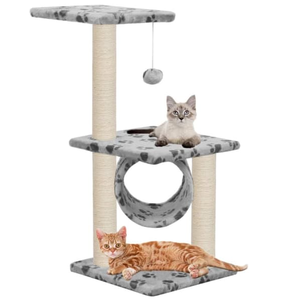 vidaXL Katt Klösträd med klöspelare i sisal 65 cm tassavtryck grå