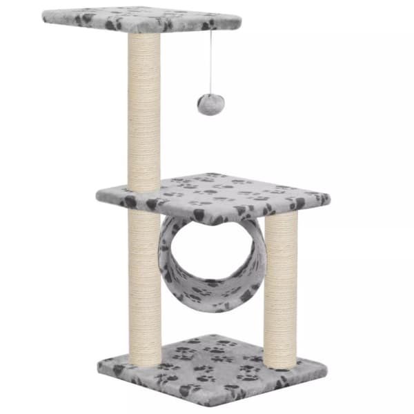 vidaXL Katt Klösträd med klöspelare i sisal 65 cm tassavtryck grå