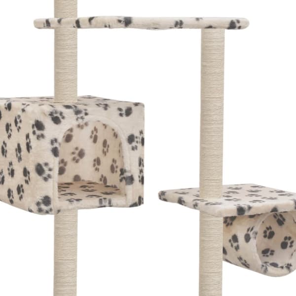 vidaXL Katt Klösträd med sisalpelare 260 cm tassavtryck beige