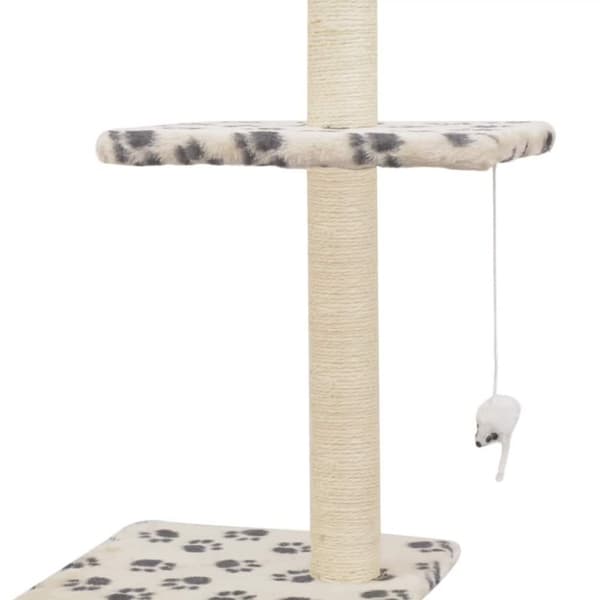 vidaXL Katt Klösträd med sisalpelare 260 cm tassavtryck beige