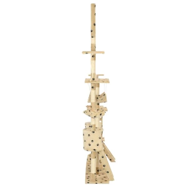 vidaXL Kissan kiipeilypuu sisal-pylväillä 230-250 cm tassukuvio beige