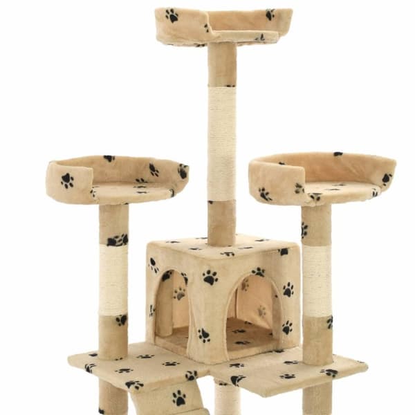 vidaXL Kissan raapimispuu sisal-pylväillä 170 cm tassunjäljet beige
