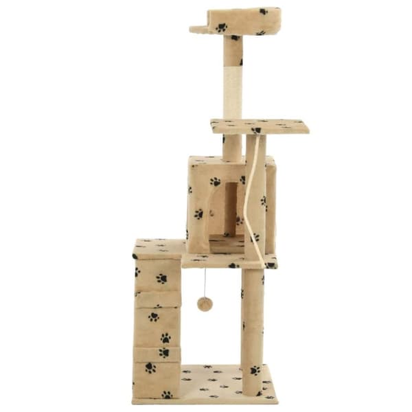 vidaXL kradsetræ til katte med sisal-kradsestolper 120 cm beige poteprint