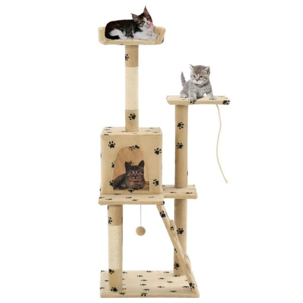 vidaXL kradsetræ til katte med sisal-kradsestolper 120 cm beige poteprint