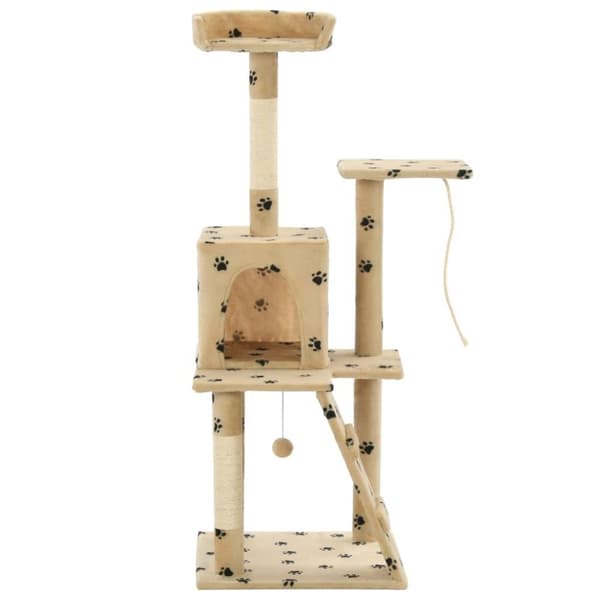vidaXL kradsetræ til katte med sisal-kradsestolper 120 cm beige poteprint
