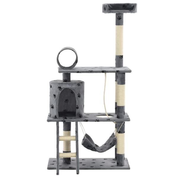vidaXL kradsetræ til katte med sisal-kradsestolper 140 cm grå poteprint