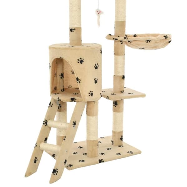 vidaXL kradsetræ til katte med sisal-kradsestolper 138 cm beige poteprint