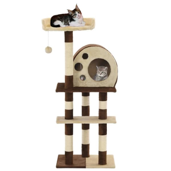 vidaXL kradsetræ til katte med sisal-kradsestolper 127 cm beige og brun