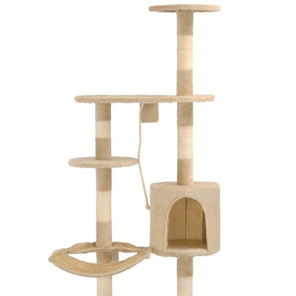 vidaXL Kissan kiipeilypuu sisal-pylväillä seinäkiinnitys 194 cm beige