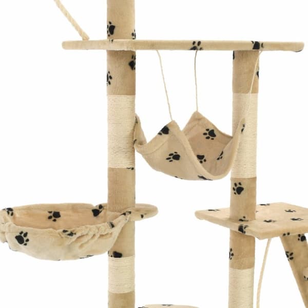vidaXL Katt Klösträd med klöspelare i sisal 230-250 cm tassavtryck beige
