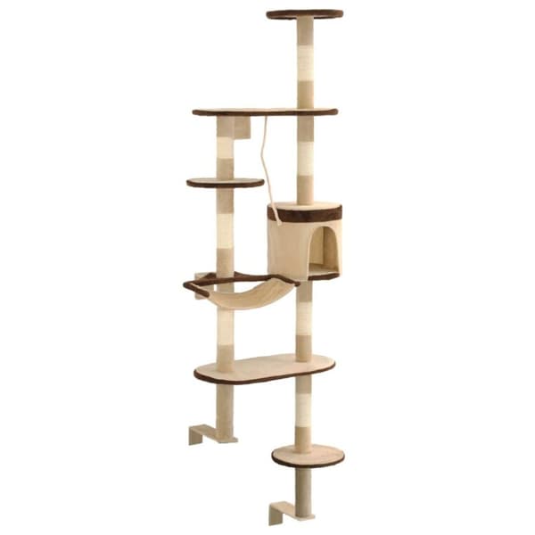 vidaXL Kattetre med klorestolper i sisal veggmontert 194 cm