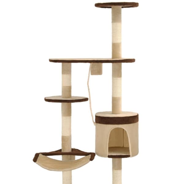 vidaXL Kattetre med klorestolper i sisal veggmontert 194 cm
