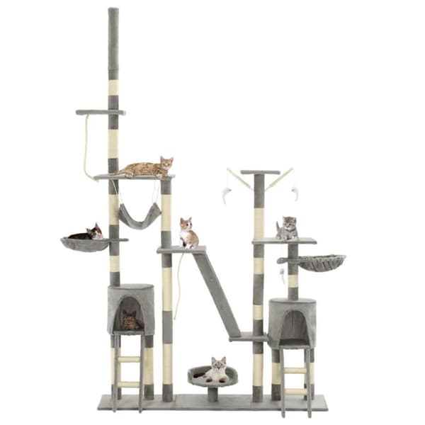 vidaXL Kloretre med klorestenger i sisal 230-250 cm grå